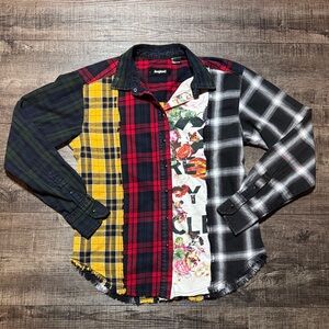 Desigual Women's Multicolor Patchwork Long Sleeve Shirt